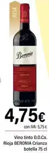 Cash Ifa BERONIA Vino tinto D.O.Ca. Rioja Crianza oferta