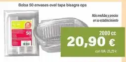 Cash Ifa Bolsa 50 envases oval tapa bisagra ops oferta