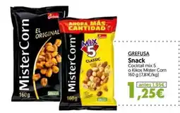 Hiper Usera Grefusa - snack cocktail mix 5 o kikos mister corn oferta