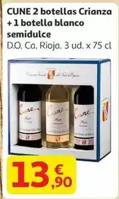 Alcampo Cune - 2 botellas crianza + 1 botella blanco semidulce oferta