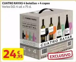 Alcampo Cuatro rayas - 4 botellas + 4 copas oferta