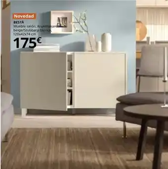 IKEA Besta - mueble salón, krukmakare beige/stubbarp blanco, 120x42x74 cm oferta