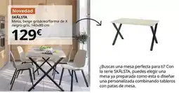 IKEA Skalsta - mesa, beige grisáceo/forma de x negro-gris, 140x80 cm oferta