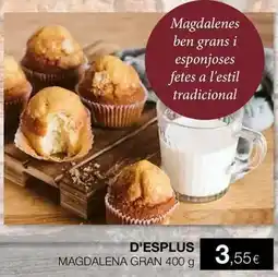 Plusfresc Magdalenas gran 400 g oferta
