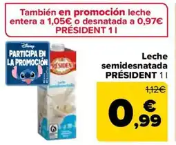 Carrefour PRÉSIDENT Leche semidesnatada oferta