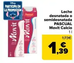 Carrefour PASCUAL Leche desnatada o semidesnatada oferta