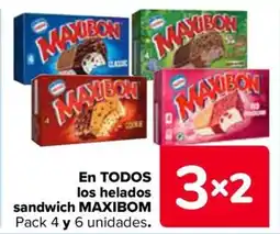 Carrefour MAXIBOM En todos los helados sandwich oferta