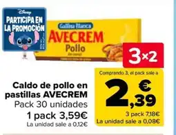 Carrefour AVECREM Caldo de pollo en pastillas oferta