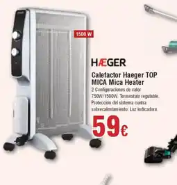Hiper FROIZ HÆGER Calefactor Haeger TOP MICA Mica Heater oferta