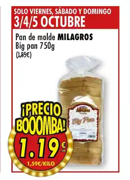 SPAR MILAGROS Pan de molde Big pan oferta