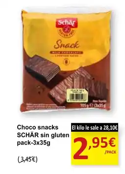 SPAR SCHÄR Choco snacks sin gluten oferta