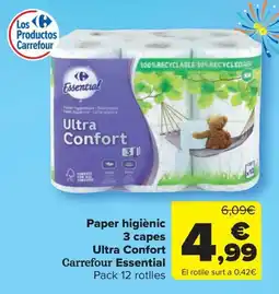 Carrefour Express Paper higiènic 3 capes Ultra Confort Carrefour Essential oferta