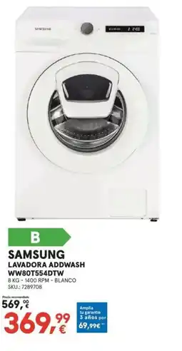 Worten SAMSUNG Lavadora addwash ww80t554dtw oferta