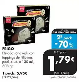 Supermercados Lupa Frigo - helado sándwich con toppings de filipinos oferta