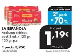 Supermercados Lupa La española - aceitunas clasicas oferta