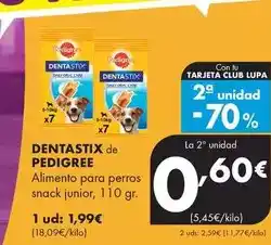 Supermercados Lupa Pedigree - dentastix de alimento para perros snack junior oferta