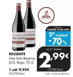 Supermercados Lupa Reciente - vino tinto reserva, d.o. rioja oferta