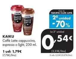 Supermercados Lupa Kaiku - caffè latte cappuccino, espresso o light oferta