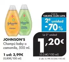 Supermercados Lupa Johnson's - champú baby o camomila oferta