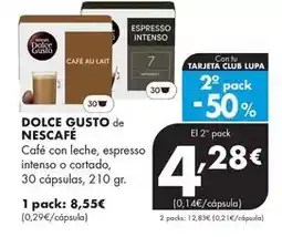 Supermercados Lupa Nescafé - dolce gusto café con leche, espresso intenso o cortado, 30 cápsulas oferta