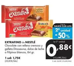 Supermercados Lupa Nestlé - chocolate con relleno cremoso y galleta dinosaurus, dulce de leche o filipinos blancos oferta