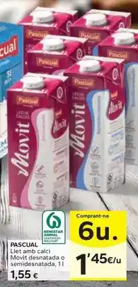 Caprabo Pascual - llet amb calci movit desnatada o semidesnatada oferta