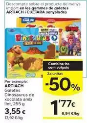 Caprabo Artiach - galetes dinosaurus de xocolata amb llet oferta