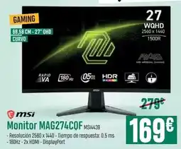 PCBox Msi - monitor mag274cqf oferta