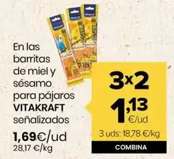 Autoservicios Familia Vitakraft - barritas de miel y sesamo para pajaros oferta