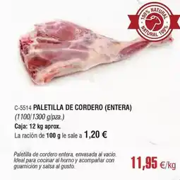 Abordo Ideal - paletilla de cordero (entera) oferta