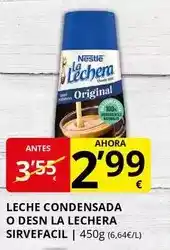 Supermercados MAS NESTLE La Lechera leche condensada o desn sirvefacil oferta