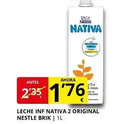 Supermercados MAS NESTLE Leche inf nativa 2 original brik oferta
