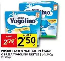 Supermercados MAS NESTLE Postre lacteo natural, plátano o fresa yogolino oferta