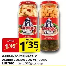 Supermercados MAS LUENGO Garbanzos con espinacas alubia cocida con verdura oferta
