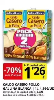 Supermercados MAS GALLINA BLANCA Caldo casero pollo oferta