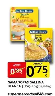 Supermercados MAS GALLINA BLANCA Gama sopas oferta