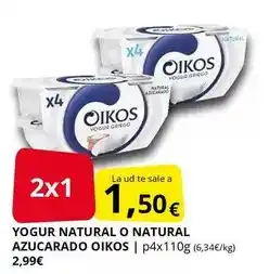 Supermercados MAS OIKOS yogur natural o natural azucarado oferta