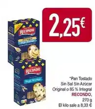 Masymas Recondo - pan tostado sin sal sin azucar original o 85% integral oferta