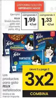 Eroski Felix - snack líquido gato deli moments pollo oferta