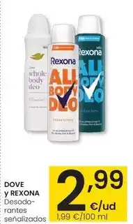 Eroski Dove - y rexona/ desodorantes senalizados oferta