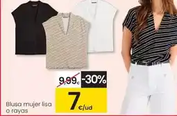 Eroski Blusa mujer lisa o rayas oferta