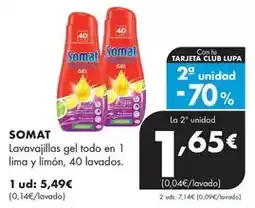 Supermercados Lupa Somat - lavavajillas gel todo en 1 lima y limón oferta