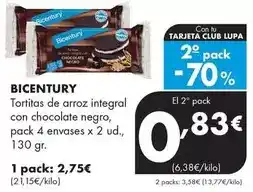 Supermercados Lupa Bicentury - tortitas de arroz integral con chocolate negro oferta