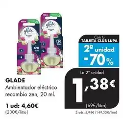 Supermercados Lupa Glade - ambientador eléctrico recambio zen oferta