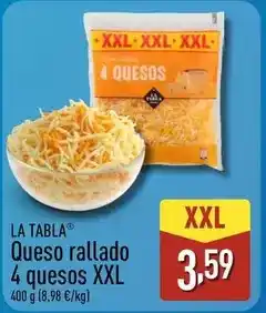 ALDI La tabla - queso rallado 4 quesos xxl oferta