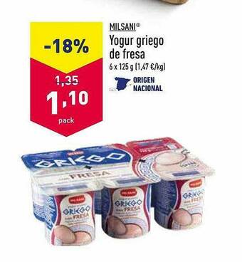 ALDI Milsani Yogur Griego De Fresa oferta