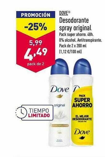 ALDI Dove Desodorante Spray Original oferta