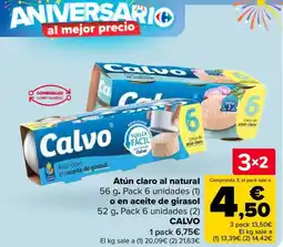 Carrefour CALVO Atún claro al natural o en aceite de girasol oferta