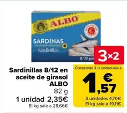 Carrefour ALBO Sardinillas 8/12 en aceite de girasol oferta