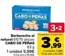 Carrefour CABO DE PEÑAS Berberecho al natural 65/75 piezas oferta